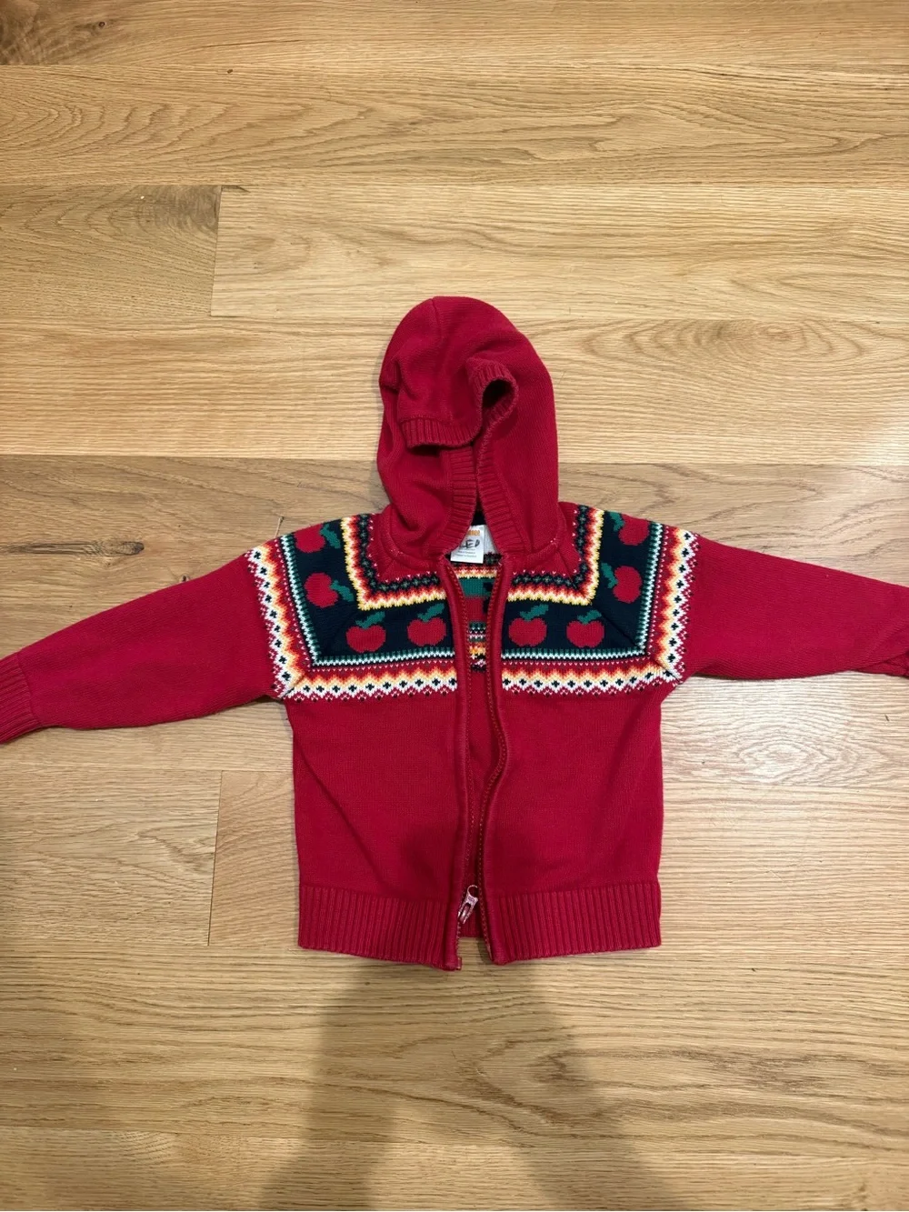 Gymboree Red Hooded Knit Apple zip up